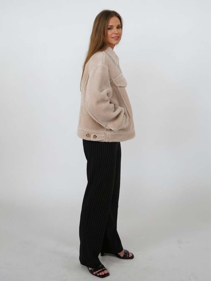 Iative, 57 cm. - Collier - Veste en laine d'air - Femmes - Beige