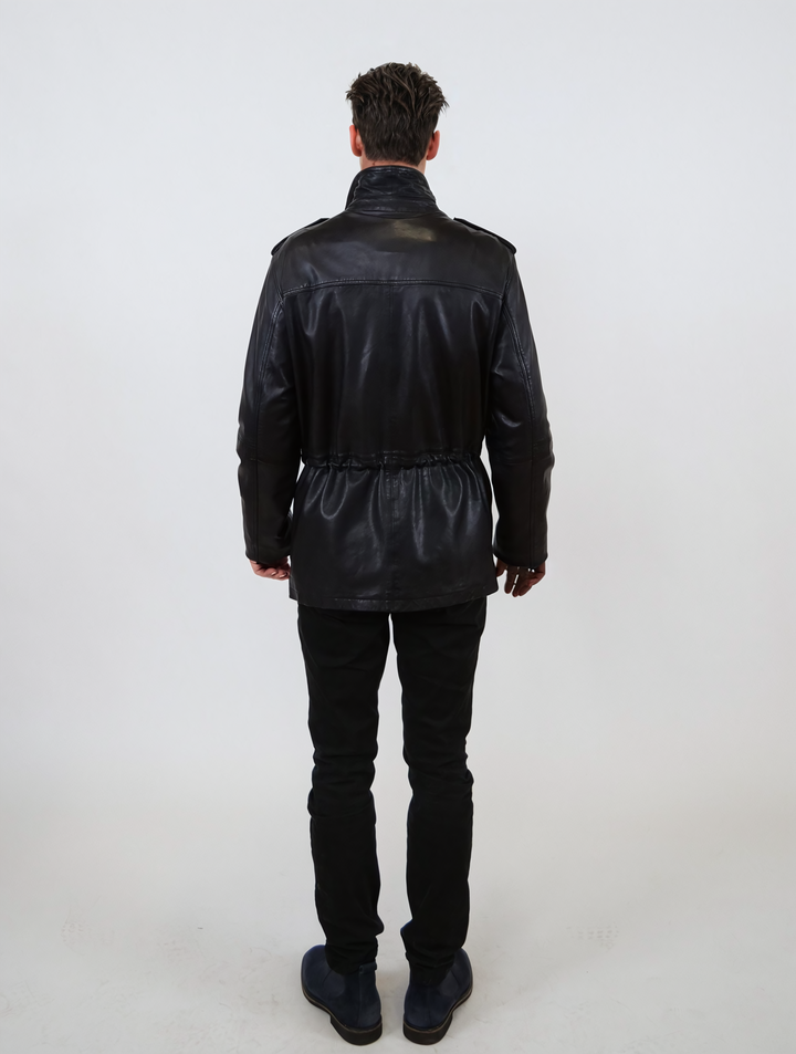 Owen, 77 cm. - Collar - Lamb Washed Leather - Man - Black