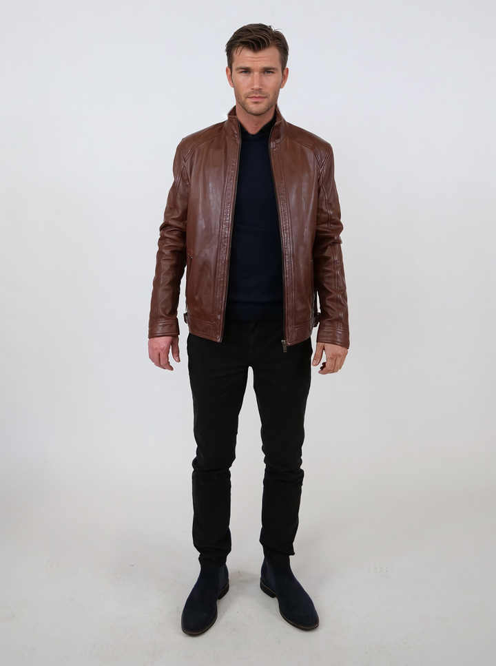 Leon, 68 cm. - Lamb Polish Nappa Leather -Man - Copper Brown