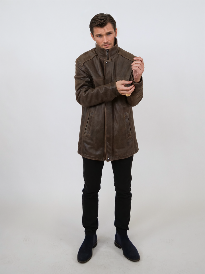 Winter Gomez, 80 cm. - Goat Rubbed Off Leather - Man - Black