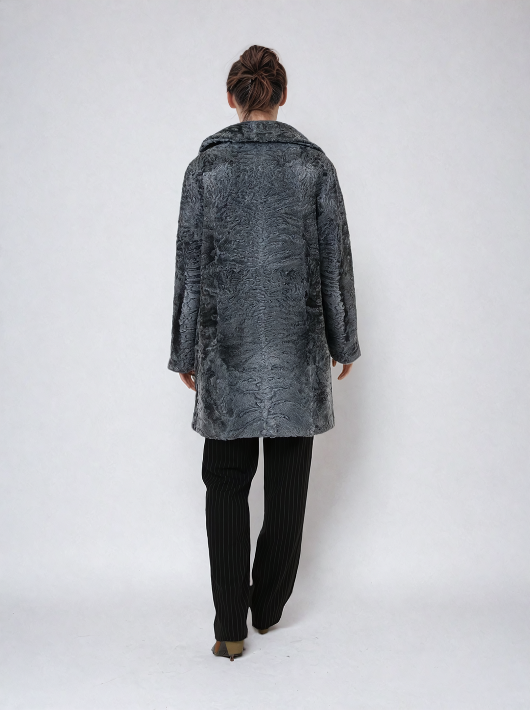 April, 85 cm. - Collar - Persian Lamb - Women - Grey