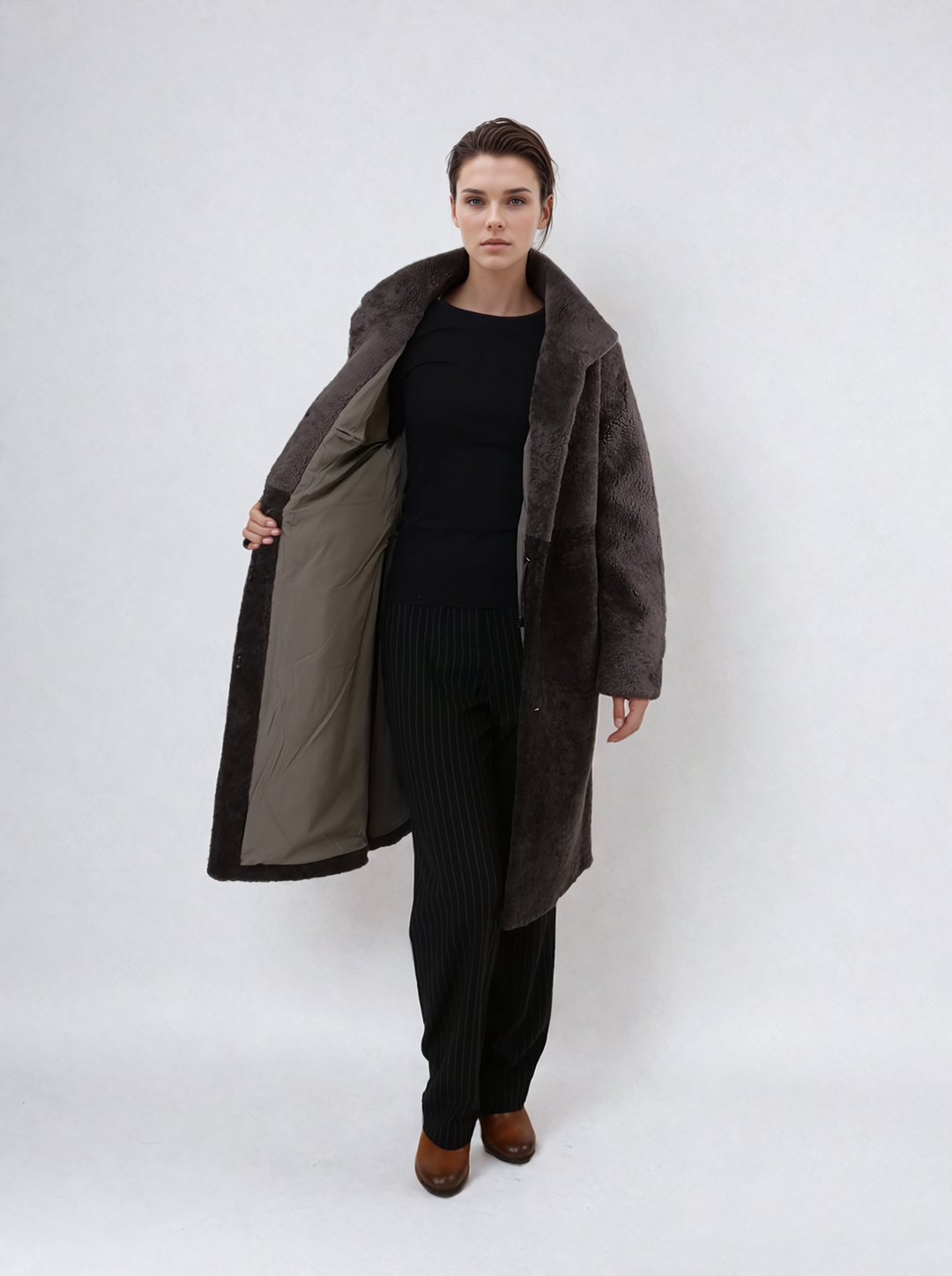 Filuka Filuka, 100 cm. - Krave - Krøllet lam - Kvinder - Taupe & kaffe ...