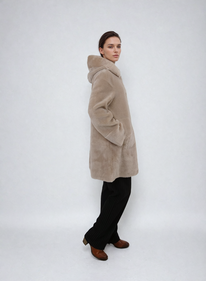 Fernandina, 85cm - Kapuze - Air Wool - Damen - Helles Camel