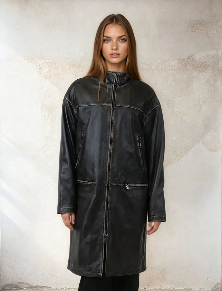 Cosette, 95 cm. - Lammelæder - Dame - Sort