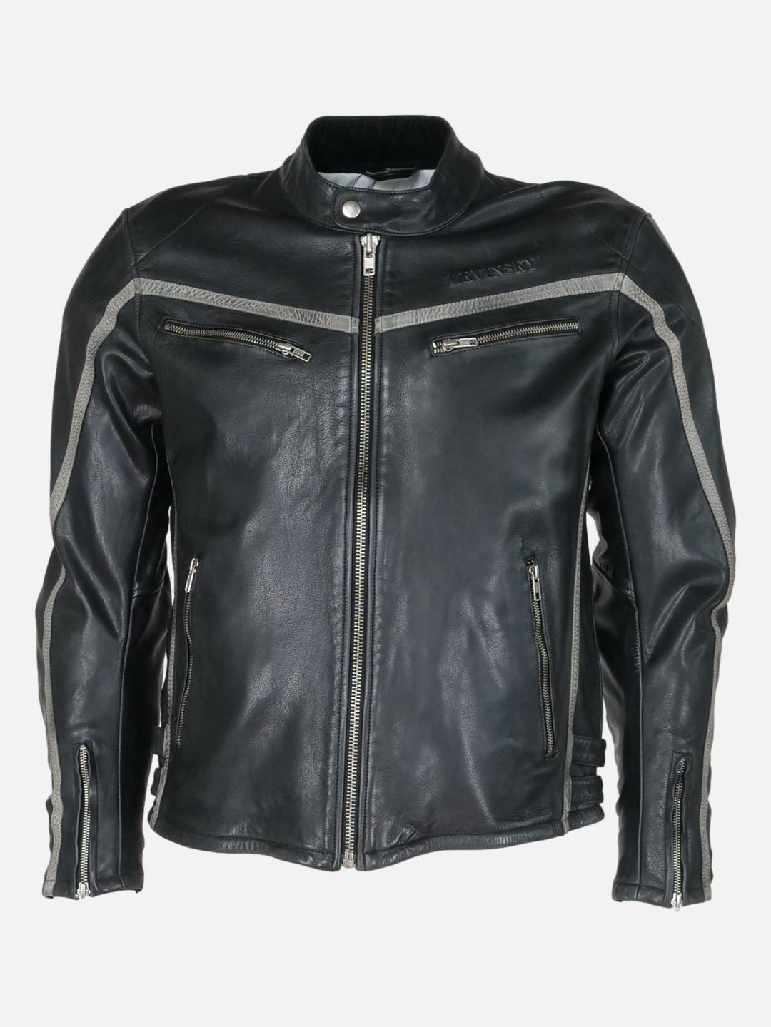 GMCJ M-002 Mens Motor Cycle Jacket - Goat Nappa Retro Leather - Man - Black