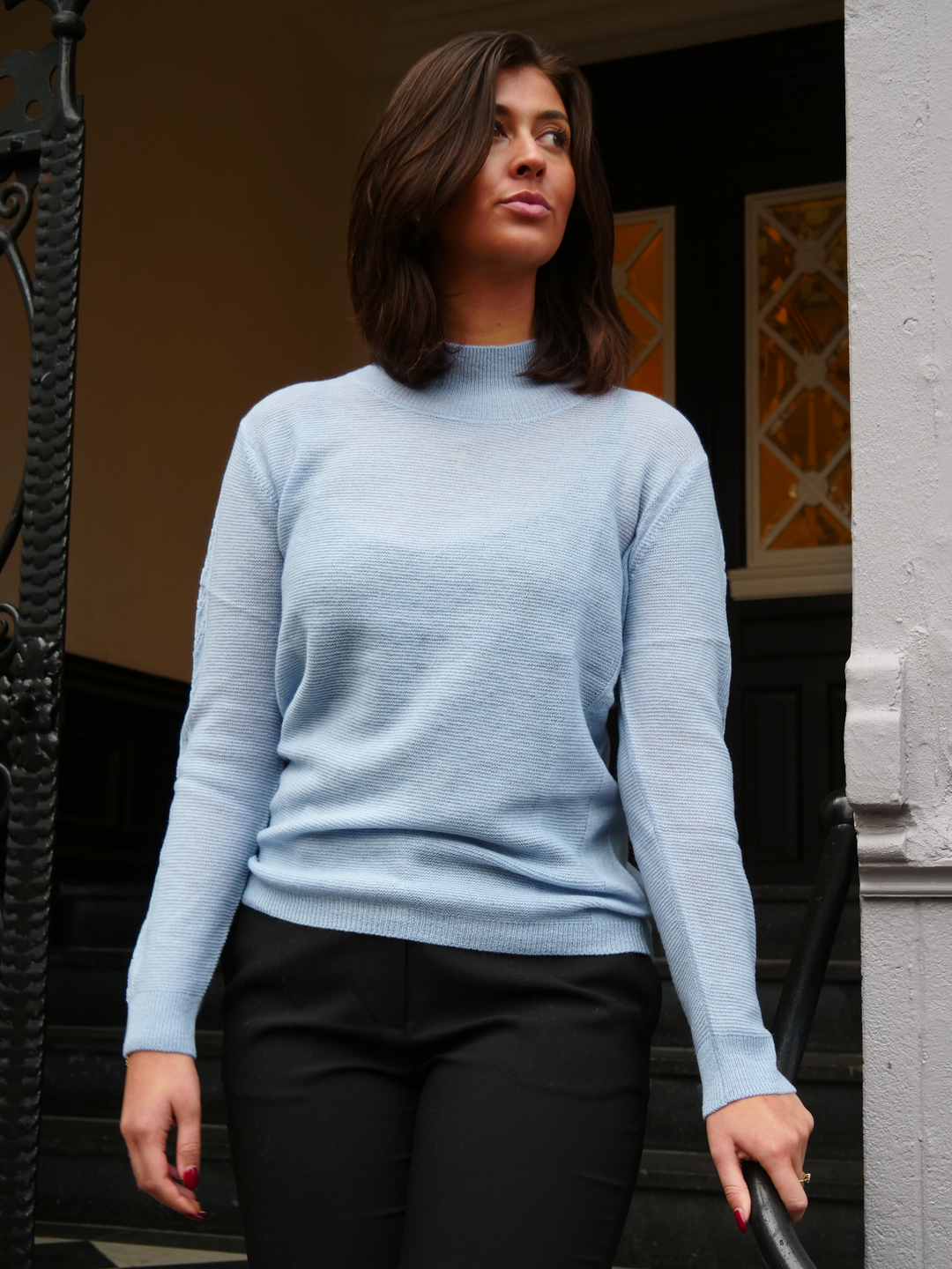 MKI Pullover – Hemd aus 100 % Wolle – Damen – Hellblau