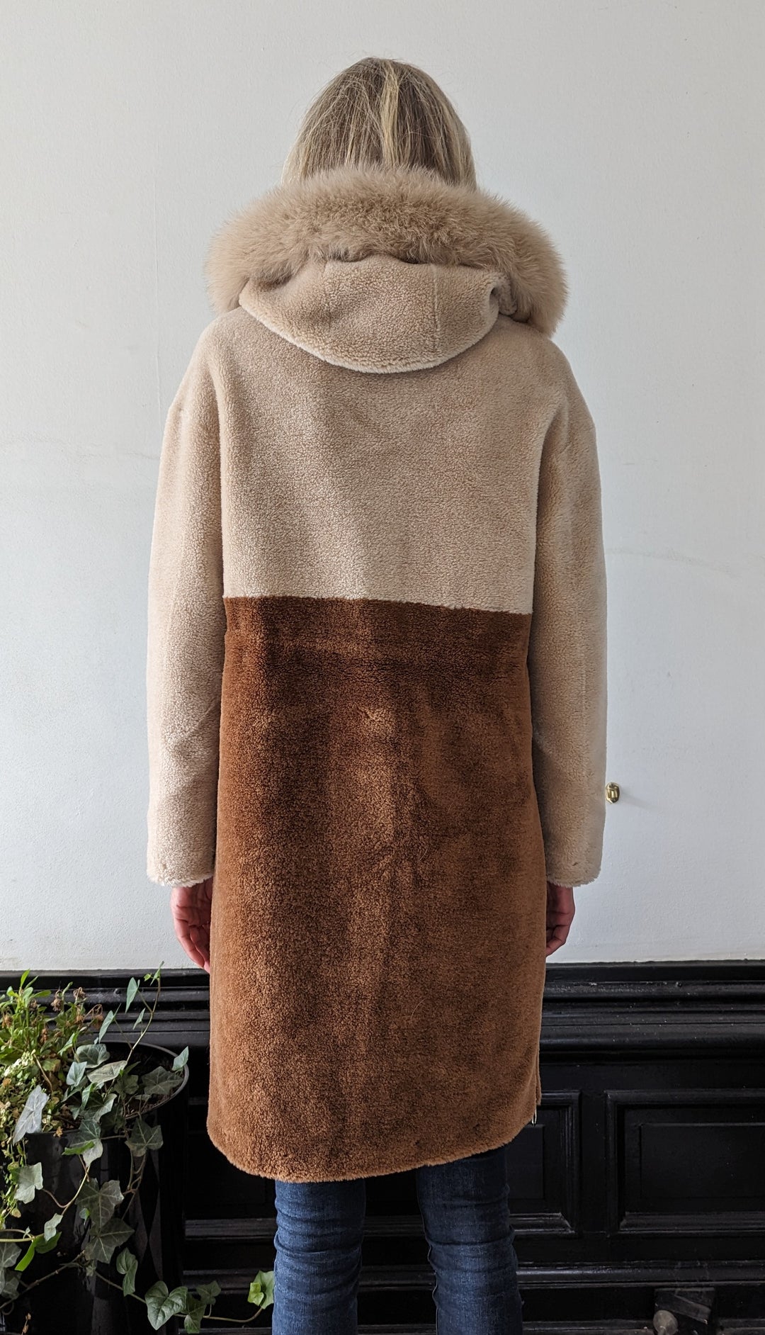 Gabia, 100 cm. - Hood - Air Wool Coat - Women - Light Camel & Camel