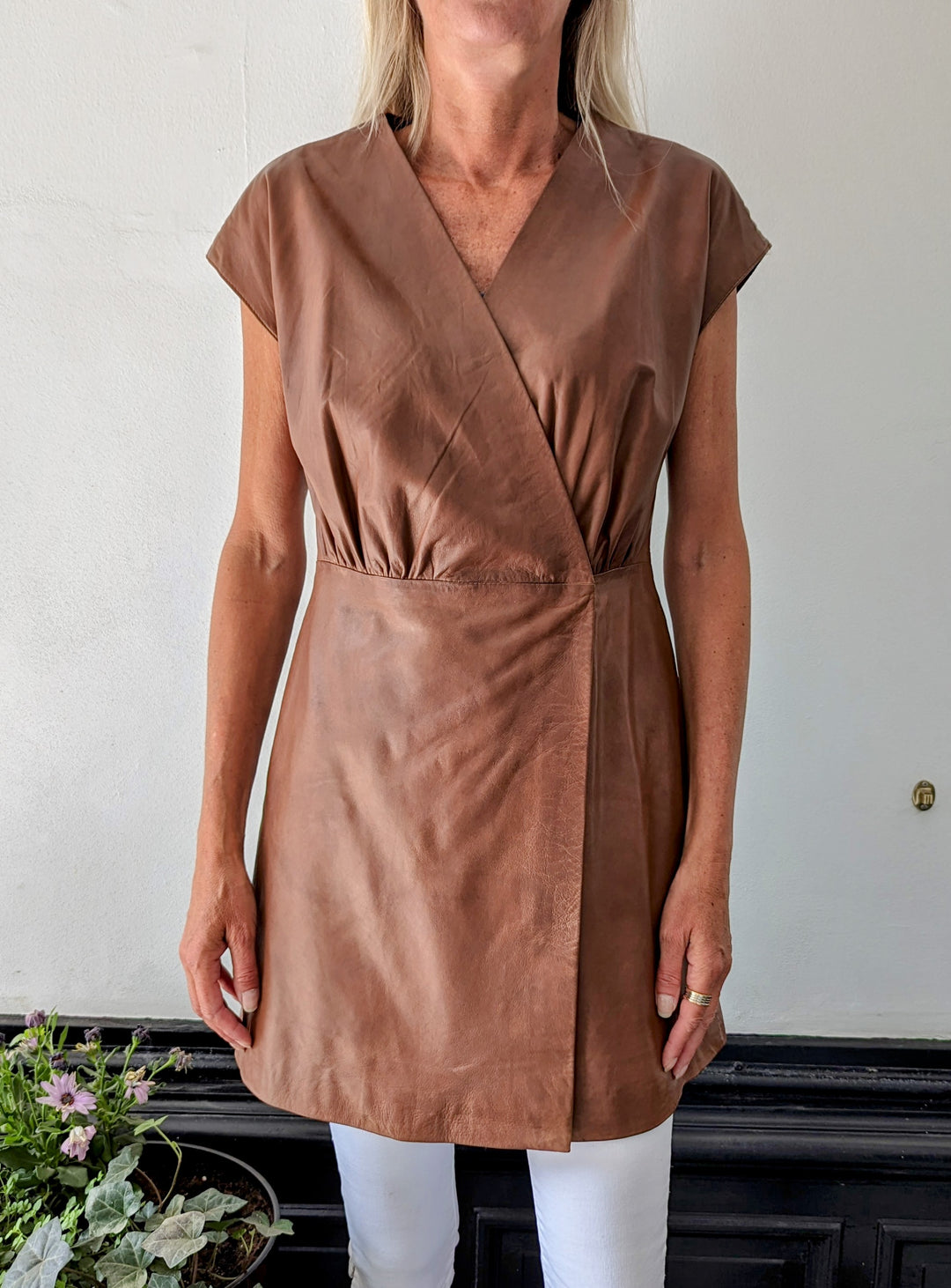 Kennedy Dress - Lamb Malli Leather - Women - Dark Cognac