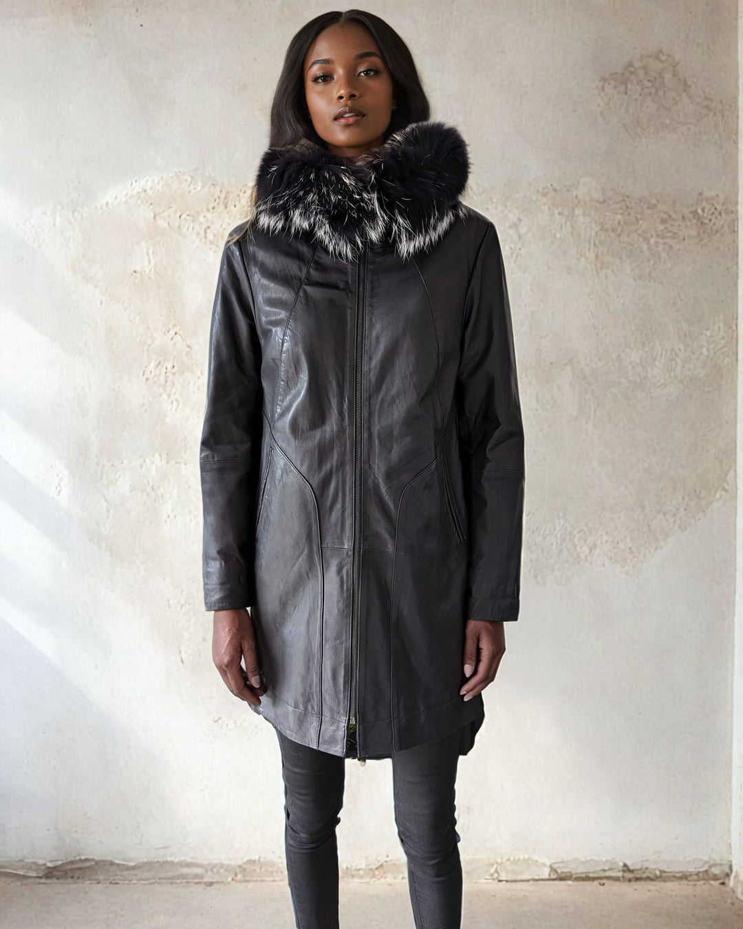 Nouveau Sofia Jacket en cuir d'agneau Femmes noir – Stampe