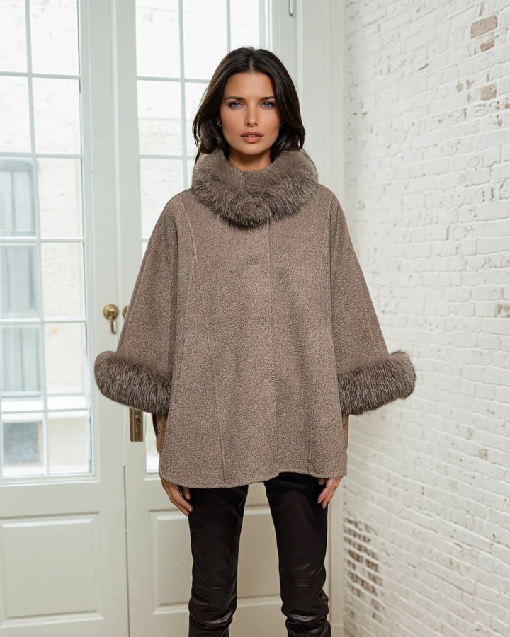 Damini Poncho, 75 cm. - 100% laine - Femmes - Cocoa