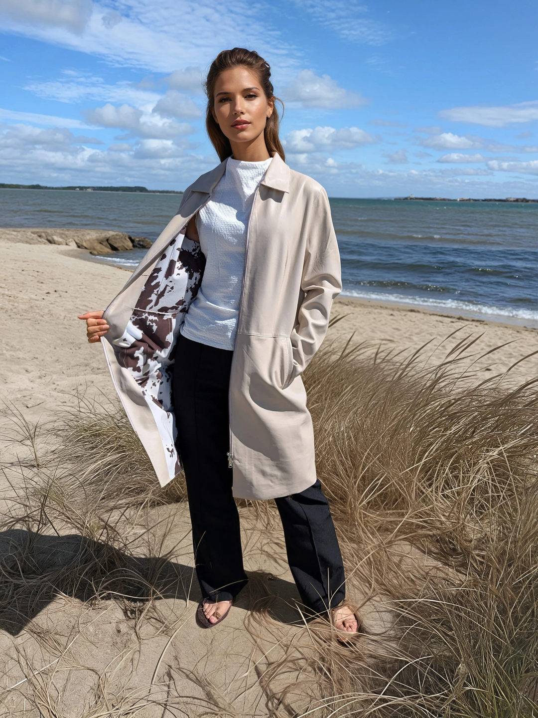 Elva, 96 cm. - Lamb Dior Læder - Damer - Sand