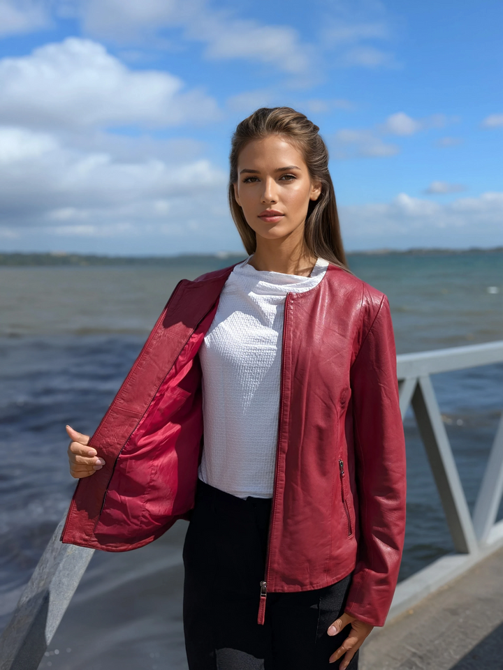 S. 108 - Komfort - Lambeskinn - Kvinner - Rødt