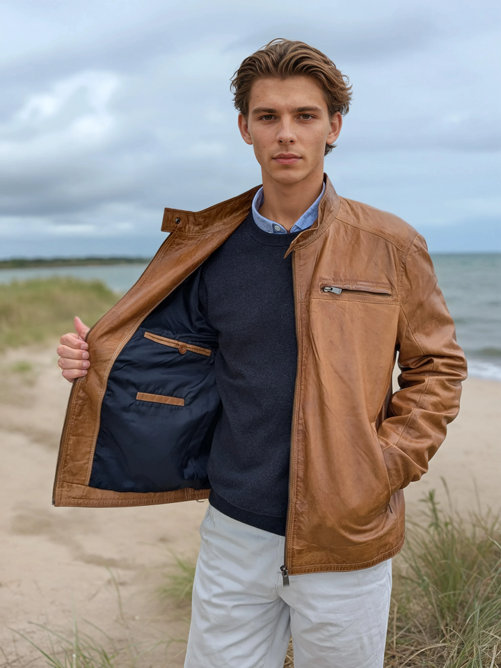 Jason - Lamb Leather - Man - Nut