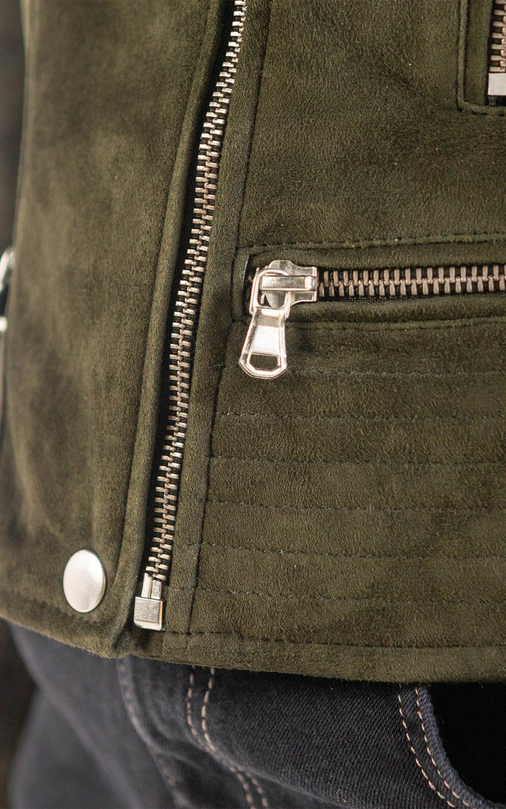 Khaki Vela Goat Suede Blouson - Women