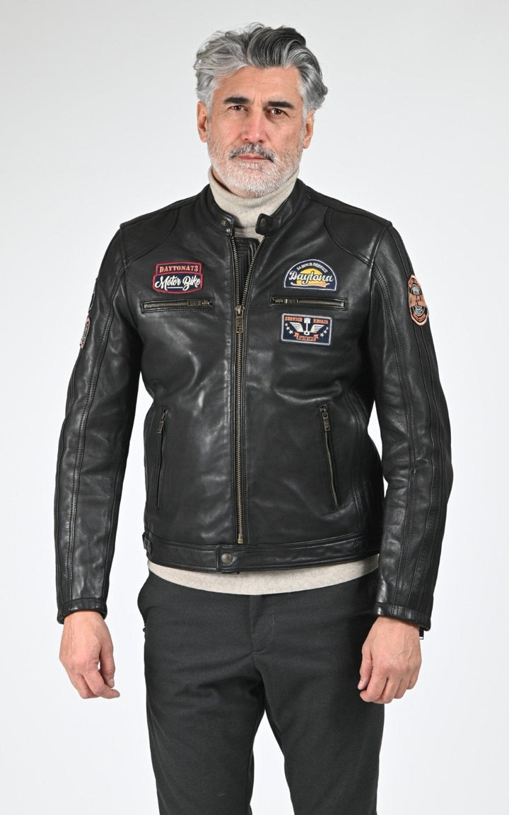 Blouson Cuir Homme Daytona 73, modèle Tormo 104383 de couleur black