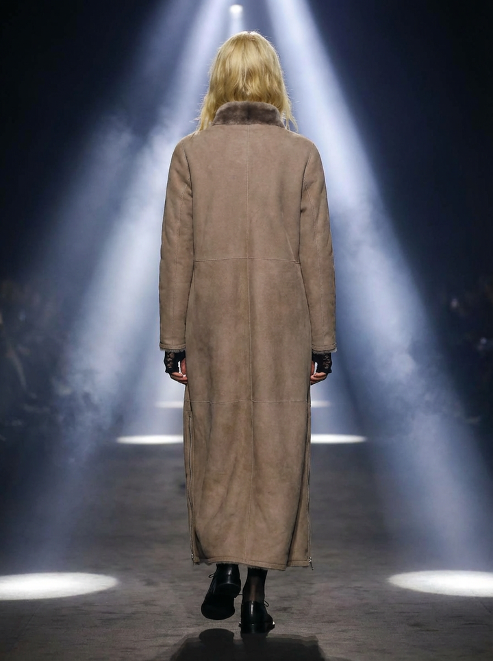 Flora, 125 cm. - Kaulus - mokkanahka - naiset leikkauskurssi - tumma tammi