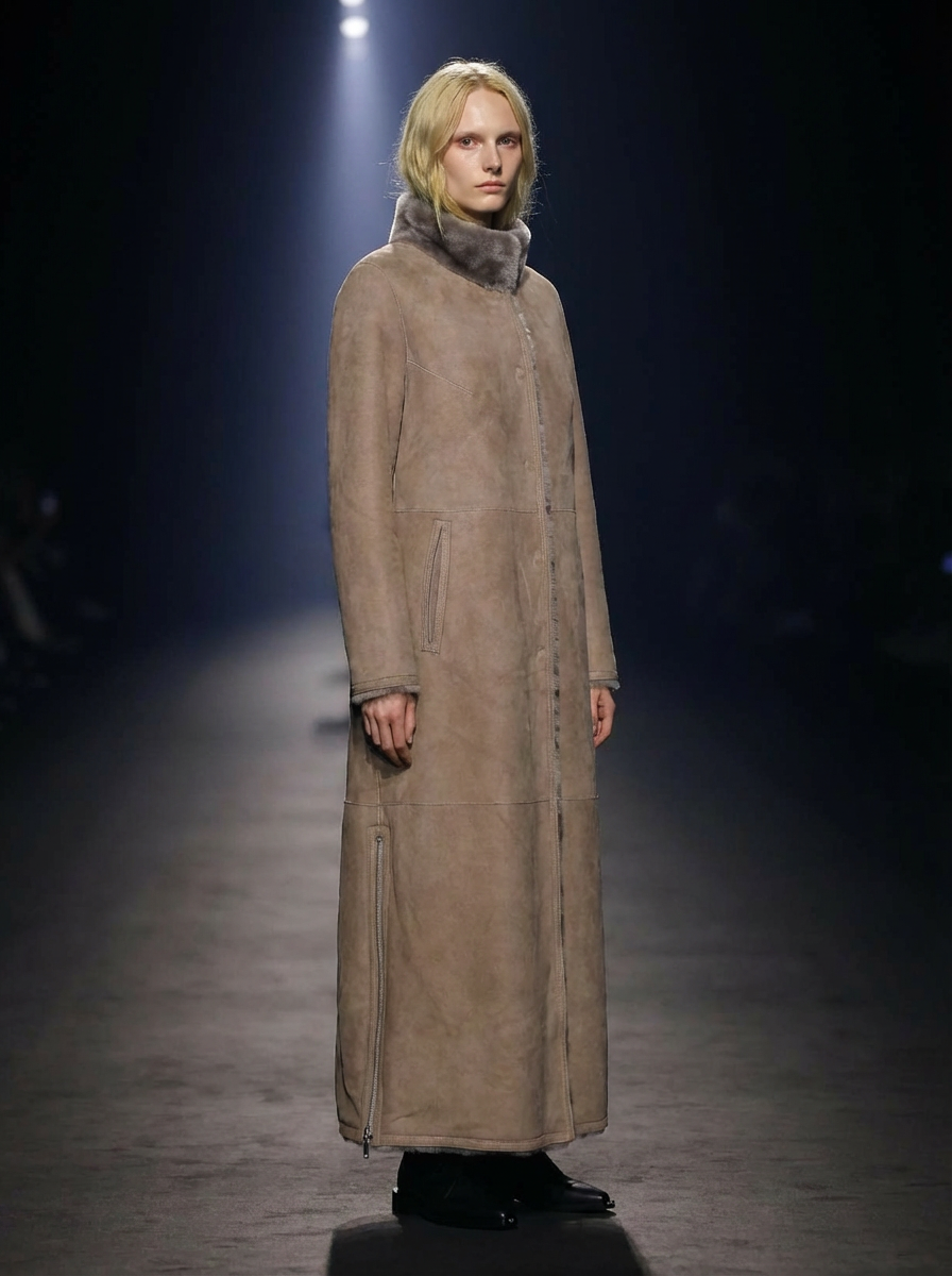 Flora, 125 cm. - Kaulus - mokkanahka - naiset leikkauskurssi - tumma tammi