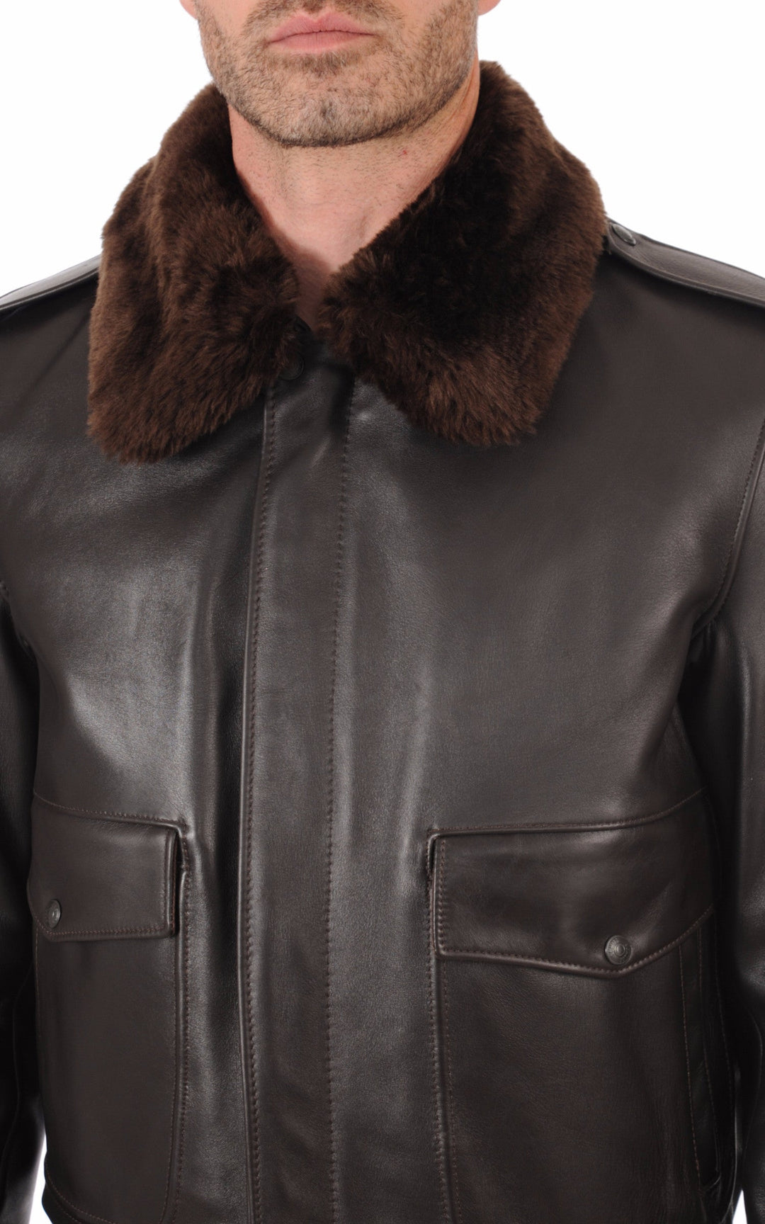 A "184SM" Marron Schott Blouson Homme details photo