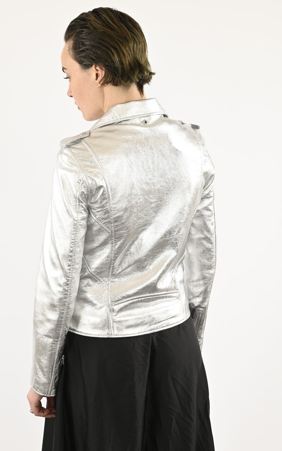 A "LCW1601D" Silver Schott Perfecto Femme back photo