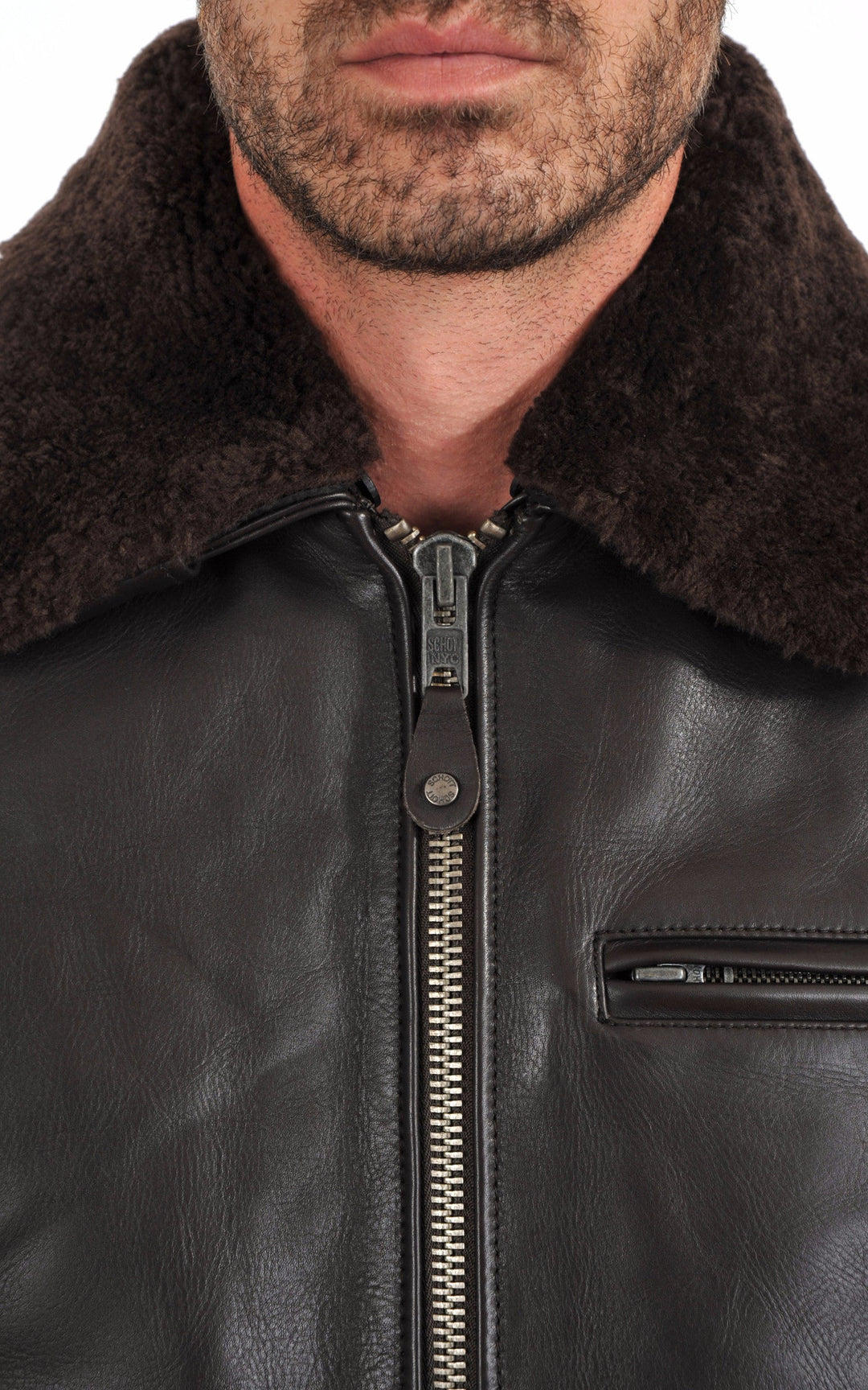 A "LC1380" Marron Foncé Schott Pilote Homme details photo