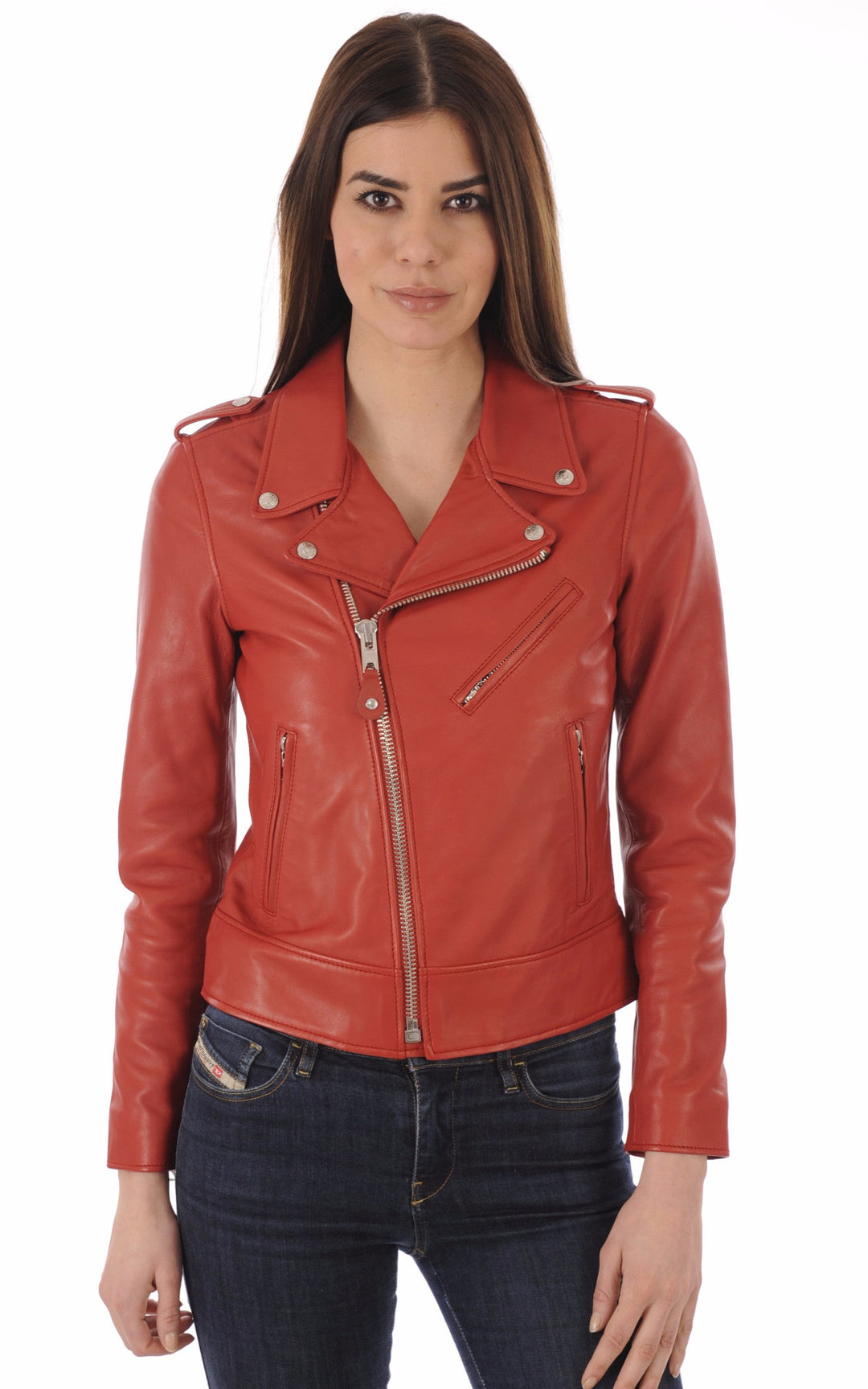 A "LCW1601D" Rouge Schott Blouson Femme closed photo