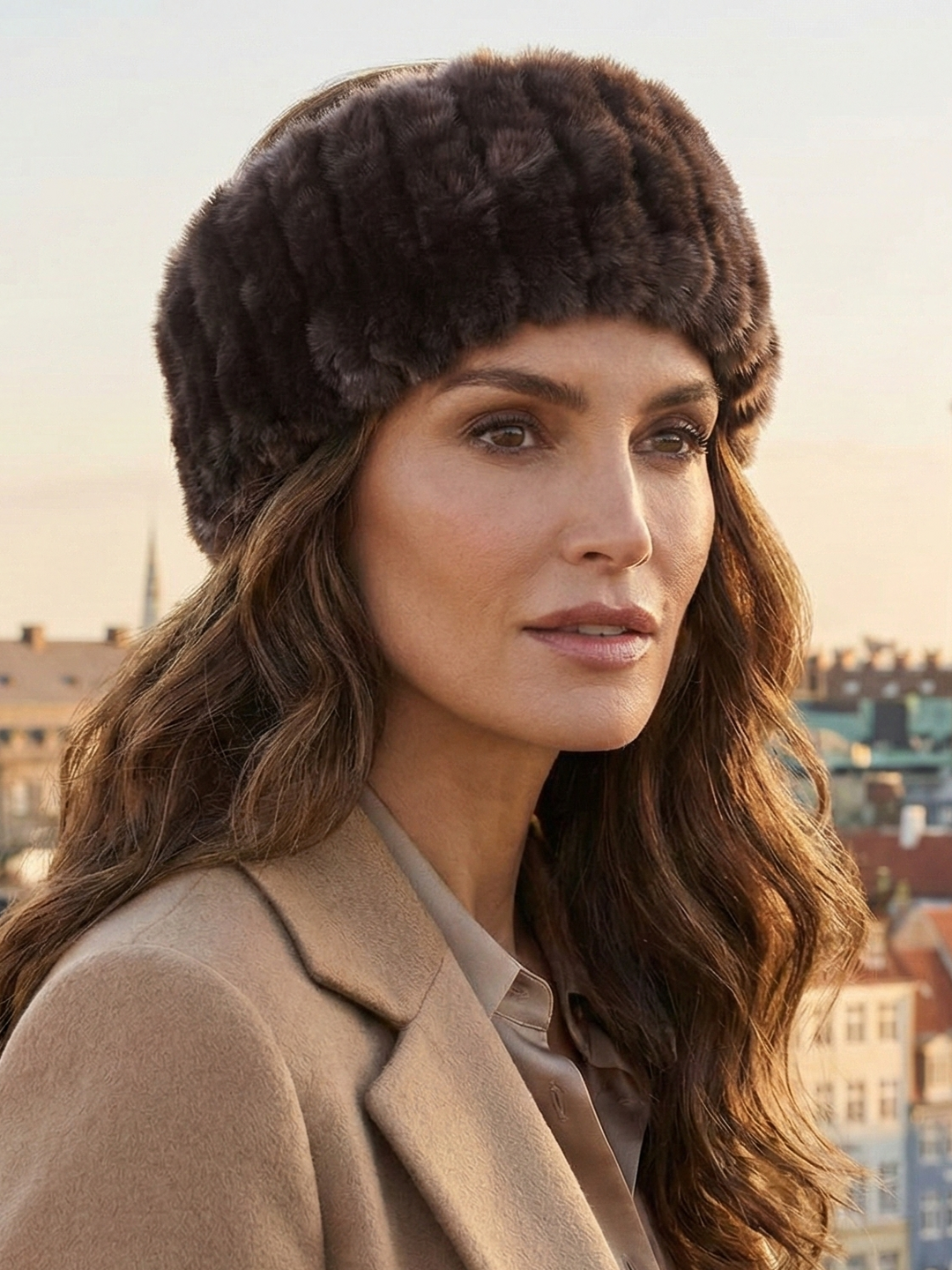 30440 - Pandebånd - Rex kanin pels - Dame - Mørkebrun