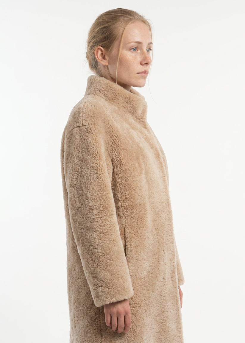 Filuka, 100 cm. - Collar Curly Lamb - Women Dark Beige