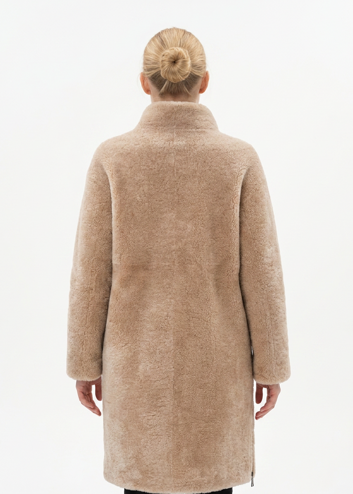 Filuka, 100 cm. - Collar Curly Lamb - Women Dark Beige