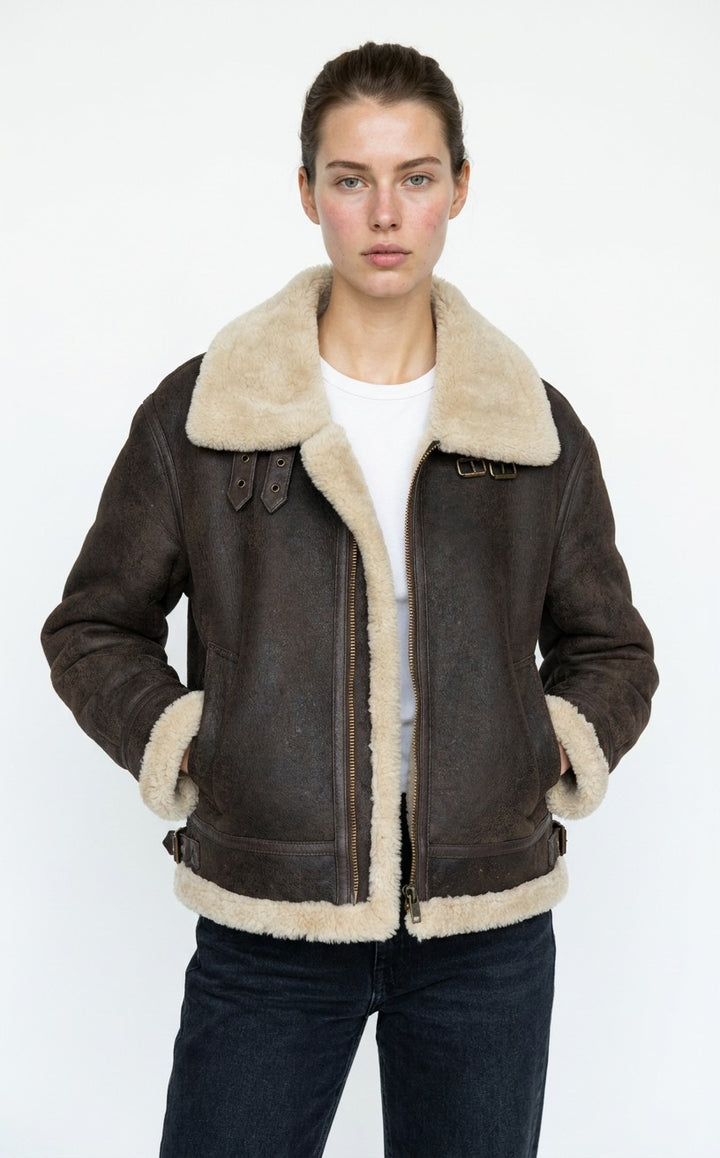 Javote, 60 cm. - Nappa Lamb Crack Washed -Dam - Mörkbrun