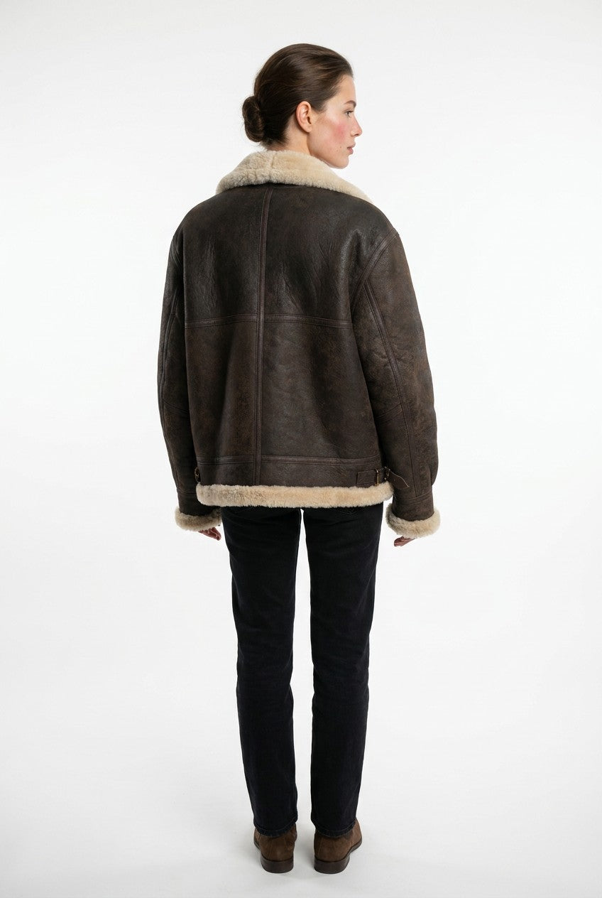 Javote, 60 cm. - Nappa Lamb Crack Washed -Dam - Mörkbrun