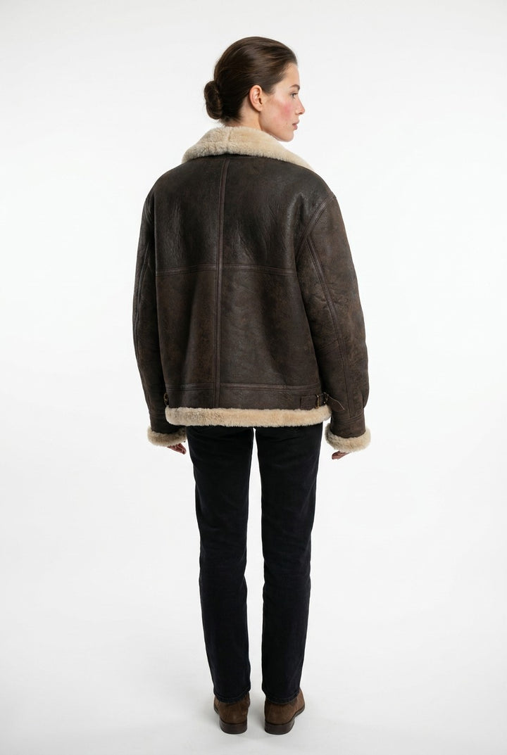 Javote, 60 cm. - Nappa Lamb Crack Washed -Dam - Mörkbrun