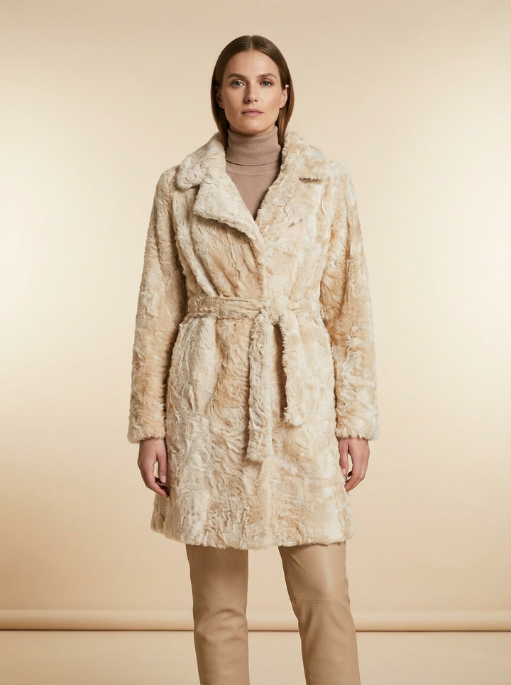 Aloma, 90 cm. - Silk Lamb - Women - Pearl Beige