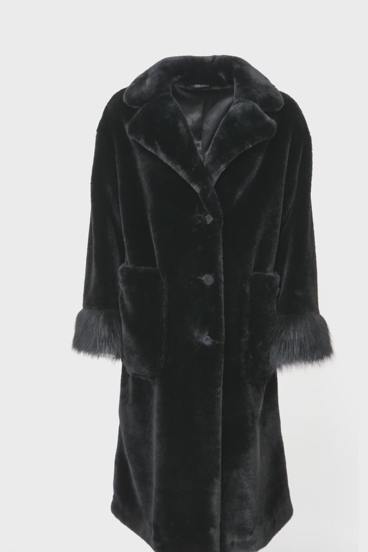 Cille, 110 cm. - Collar - 100% Faux Fur - Women - Black