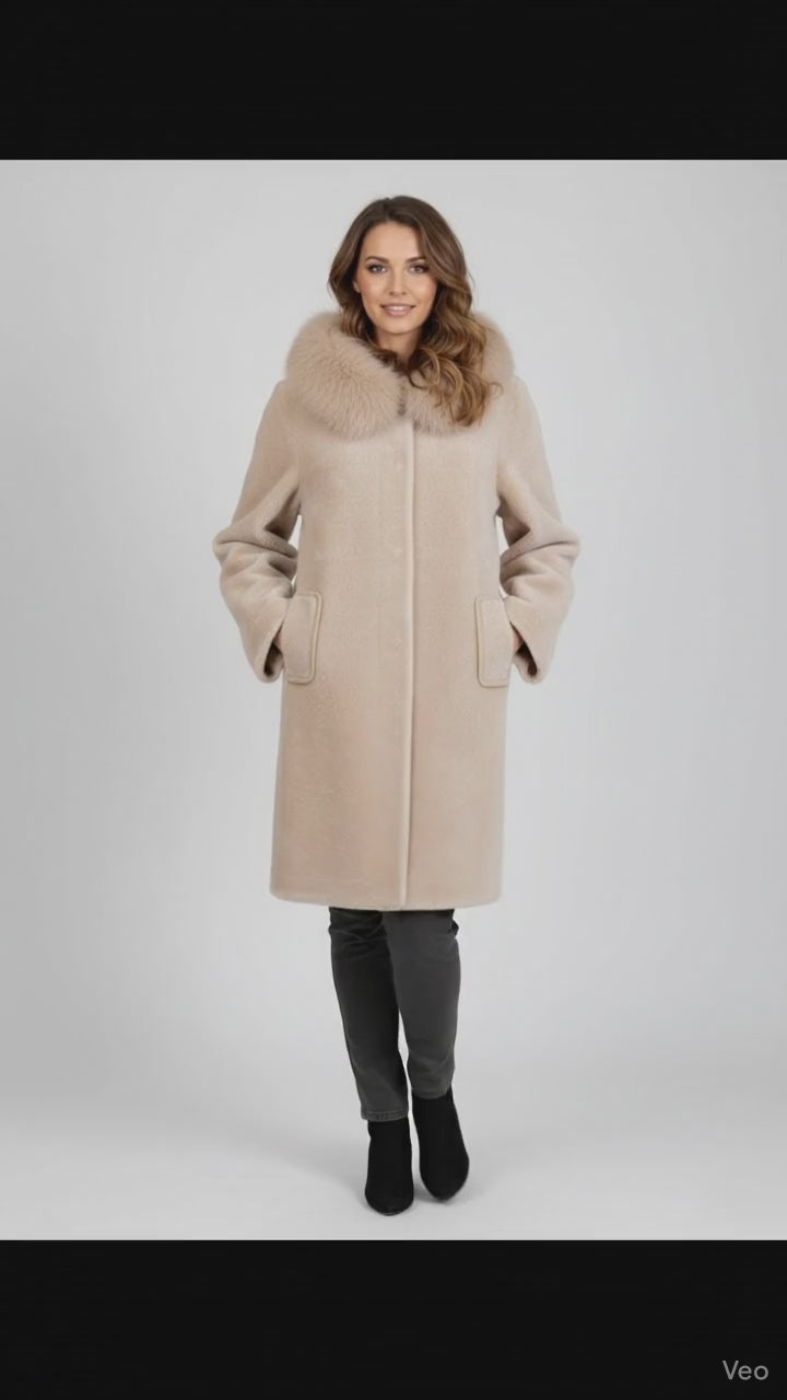 Ganix, 85 cm. - Kapuze - Air Wool - Damen - Helles Kamel