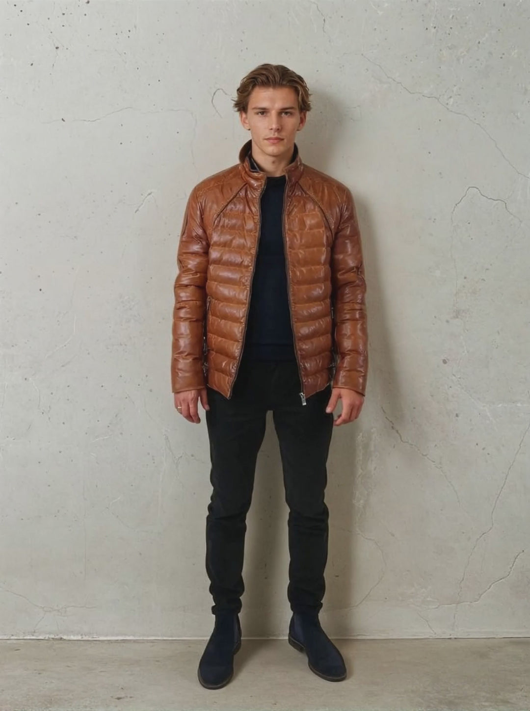 Freddy 65 cm. - Skindjakke - Herre - Cognac