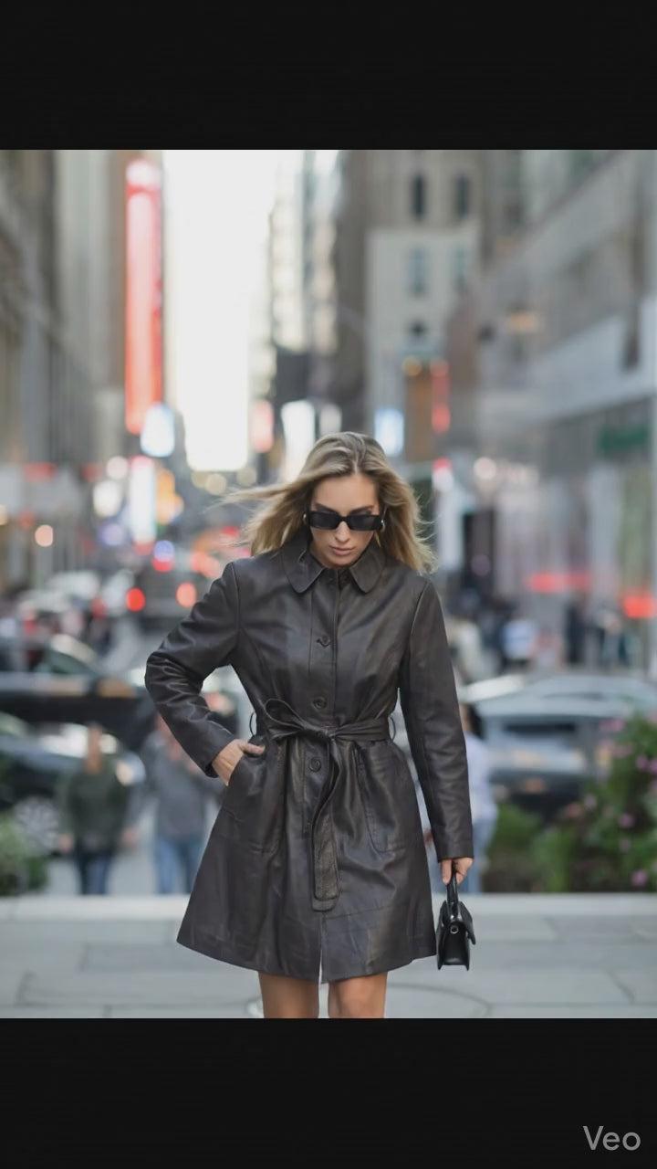 Alice, 92 cm. - Lamb Thick Dace Læder -Damer - Mørkebrun