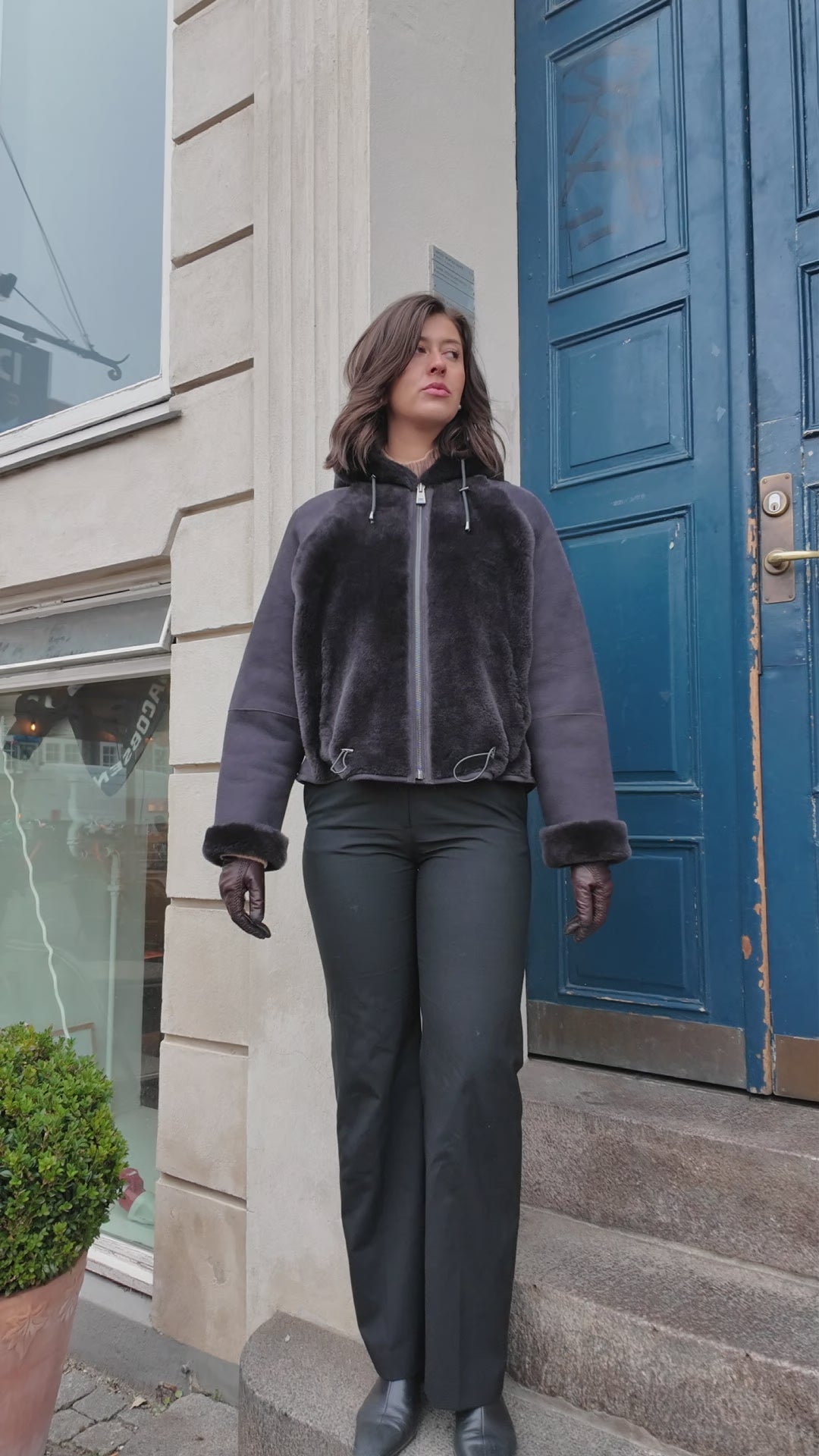 Hosana-B, 61 cm. - Hood - Suede Lamb - Kvinder - Segred Gray