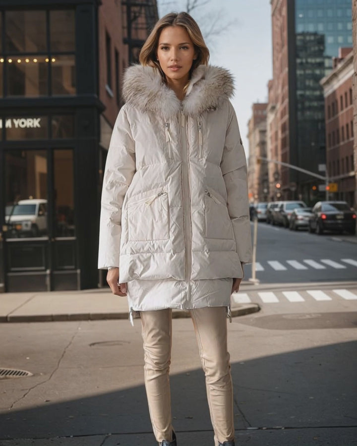 Michelle 90 cm. - Dunjakke - Dame - Off white