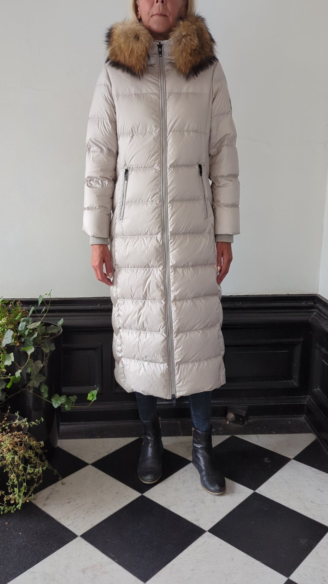 Womens grey sale down coat