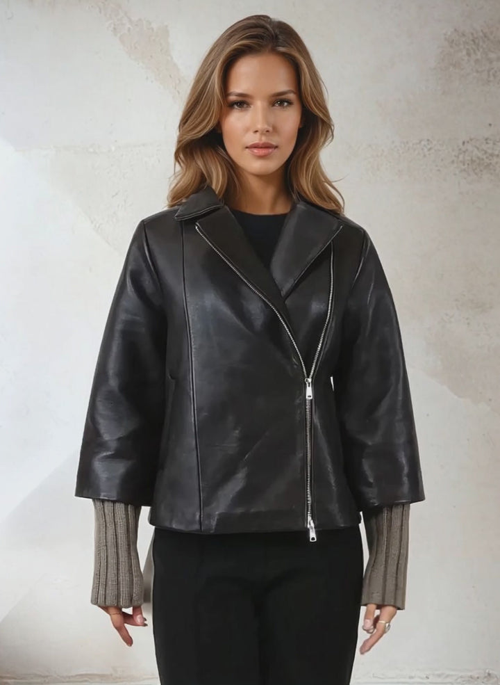 Tvilling, 55 cm. - Lamb Dior Bonded Læder-Damer - Mørkebrun