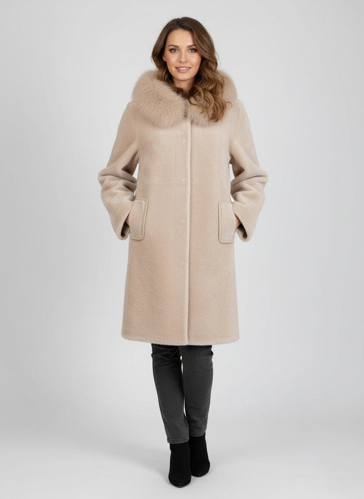 Ganix, 85 cm. - Kapuze - Air Wool - Damen - Helles Kamel