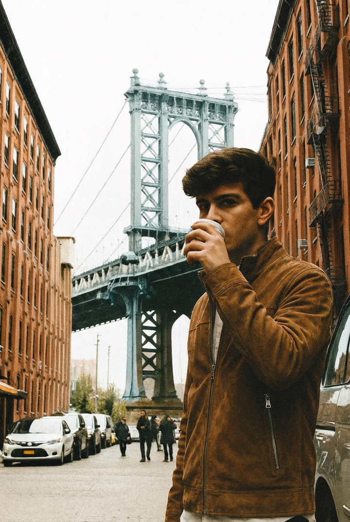 Iver, 68 cm. - cuir en daim de chèvre - Homme - Tobac