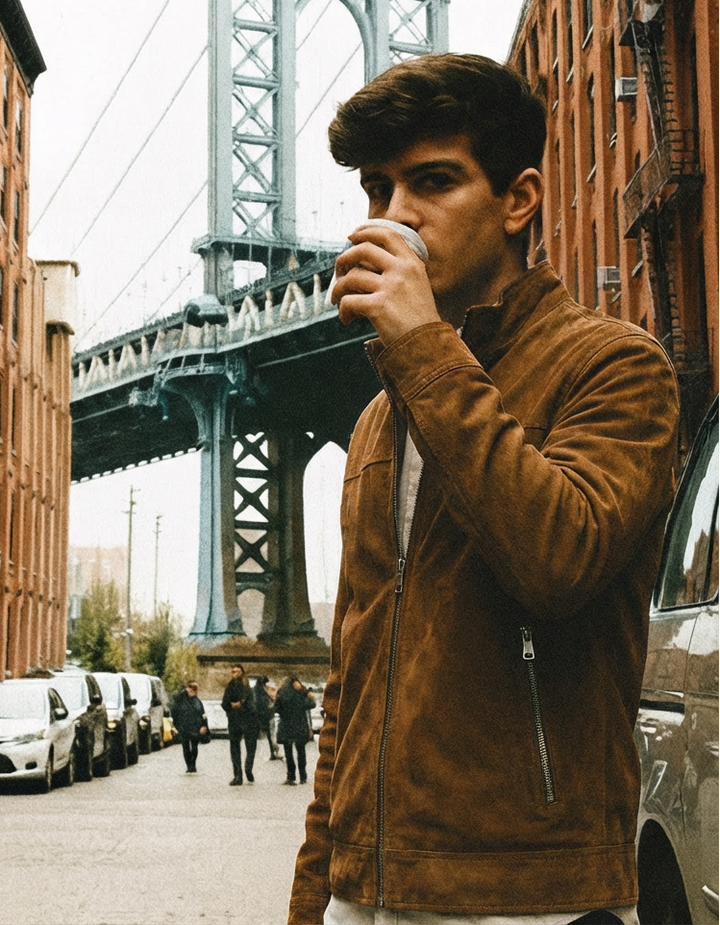 Iver, 68 cm. - cuir en daim de chèvre - Homme - Tobac