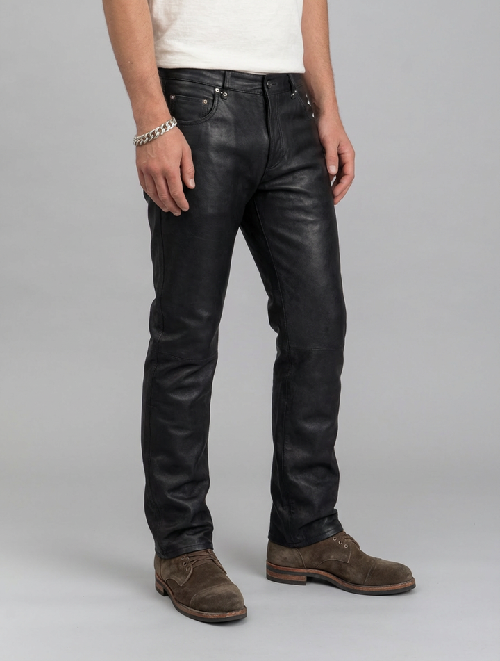 Jack - pantalon en cuir de buffle - homme - brun foncé