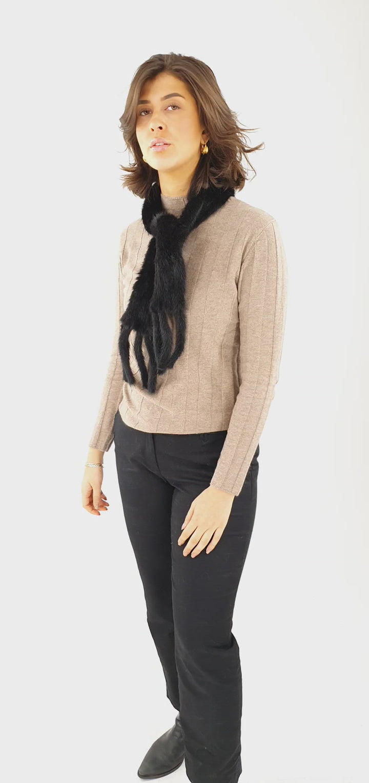 Shawl, 10*110 cm. - Mink Knitted - Accesories - Black / Sjal