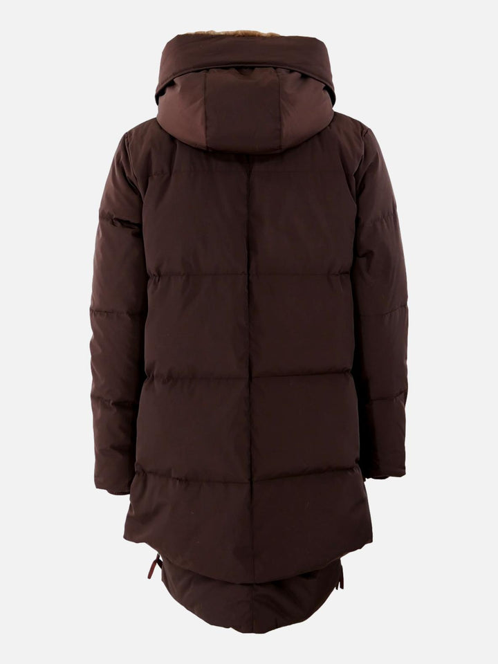 Forever, 90 cm. Down coat with hood - Women - Dark Brown