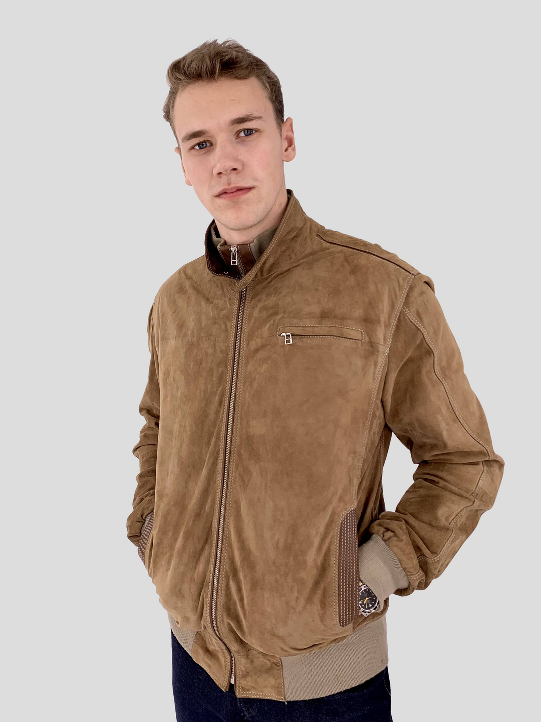 Goat suede 2025 leather jacket