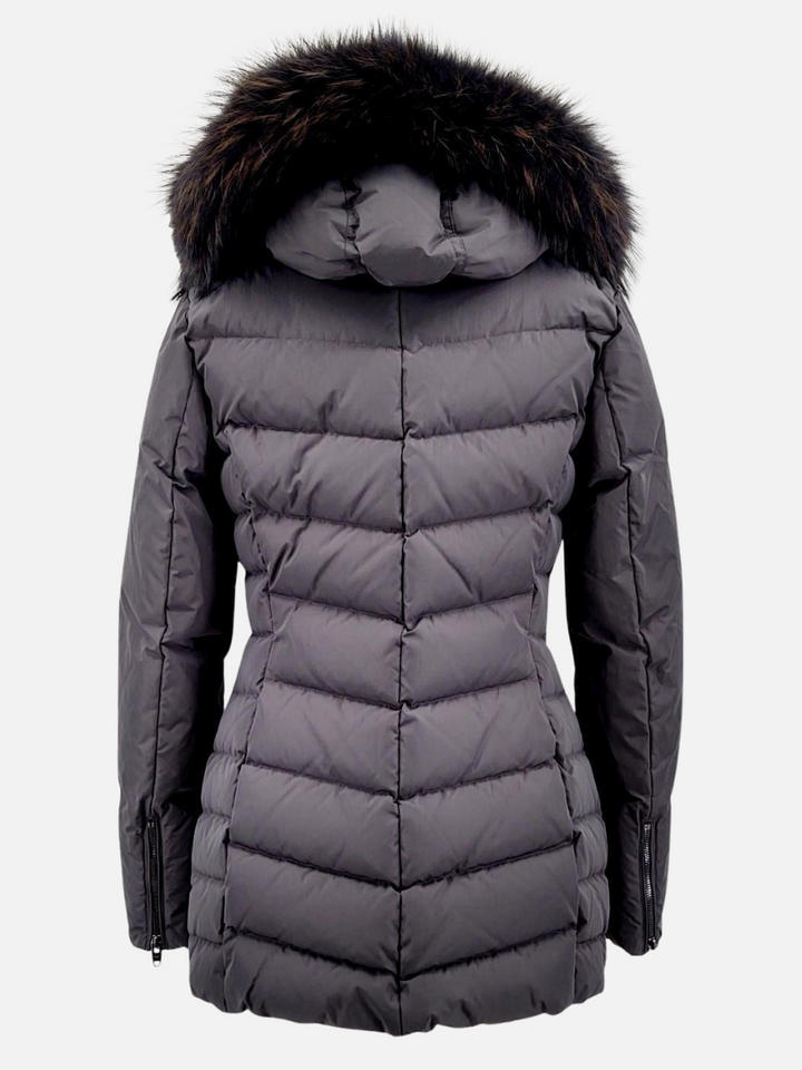 Brandy Antracite down jacket with fur trim - women