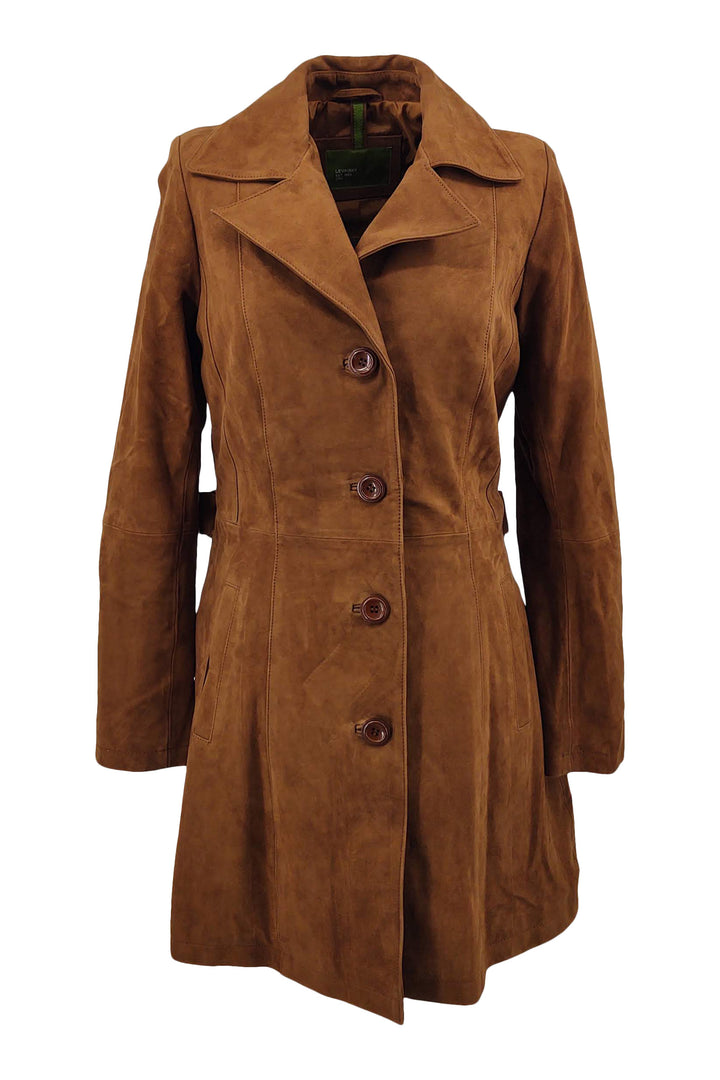 Gabardina - Piel Gruesa Ante De Cabra-Mujer - Cognac / Læder Skinds Jakke - Levinsky - Kvinde | STAMPE PELS