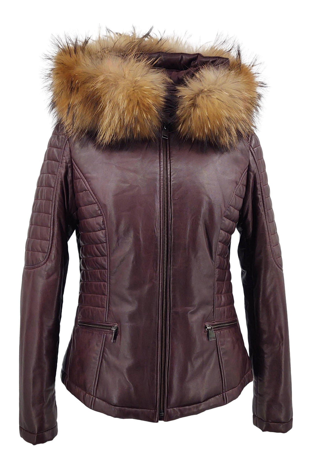 Bette - Hood - Lamb Malli Leather - Women - Bordeaux / Læder Skinds Jakke - Levinsky - Kvinde | STAMPE PELS